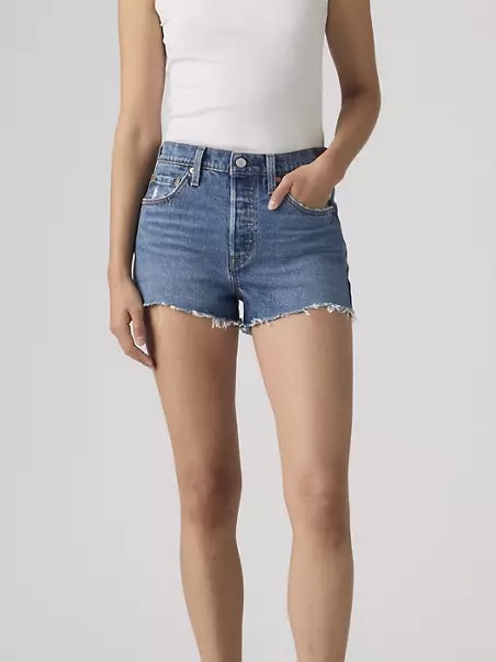 Levi's 501 Blue Denim Shorts Size 31 Womens Button Fly Cut Off Jean Shorts